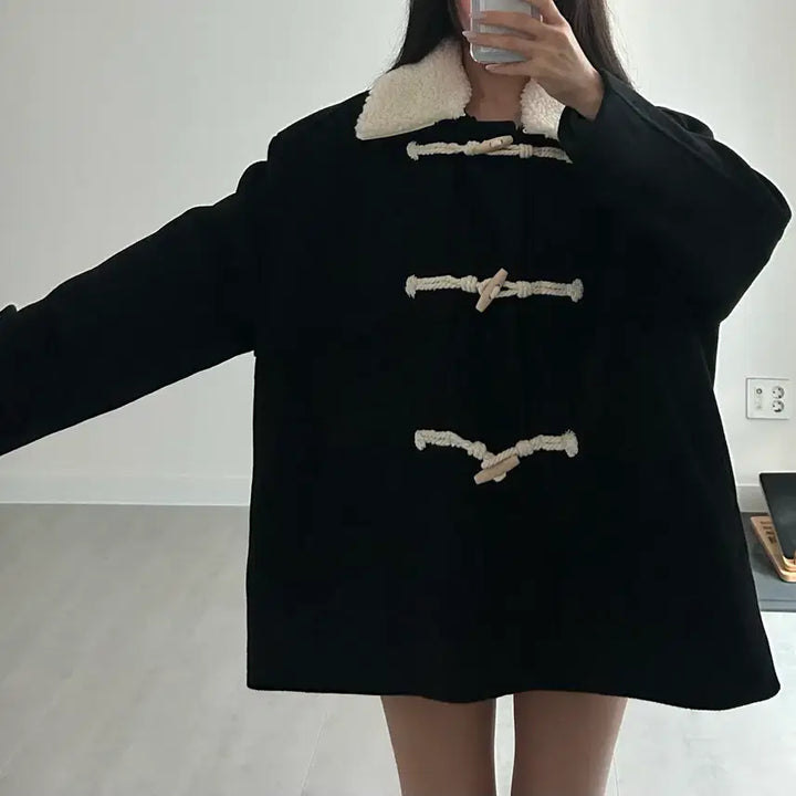 [BUNJANG] Tomboy Duffle Coat Black / 톰보이 떡볶이코트 블랙