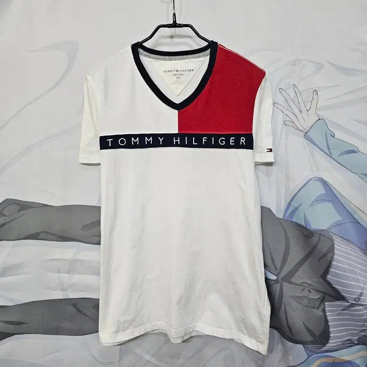[BUNJANG] Tommy Hilfiger White Short Sleeve V-Neck Shirt / TOMMY  HILFIGER  셔츠