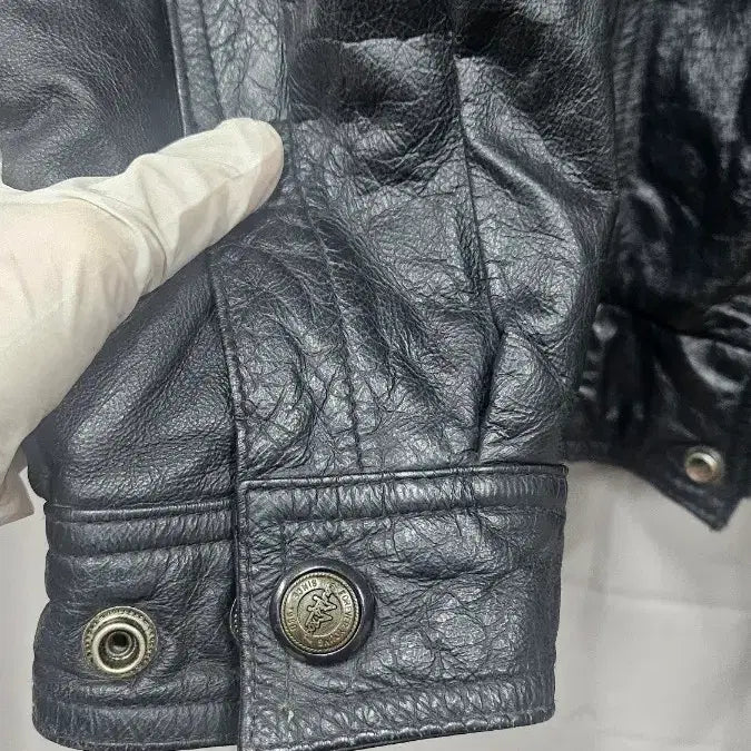 [BUNJANG] Victory Vintage Black Leather Blouson Jacket / 빈티지 블랙 가죽 블루종 자켓