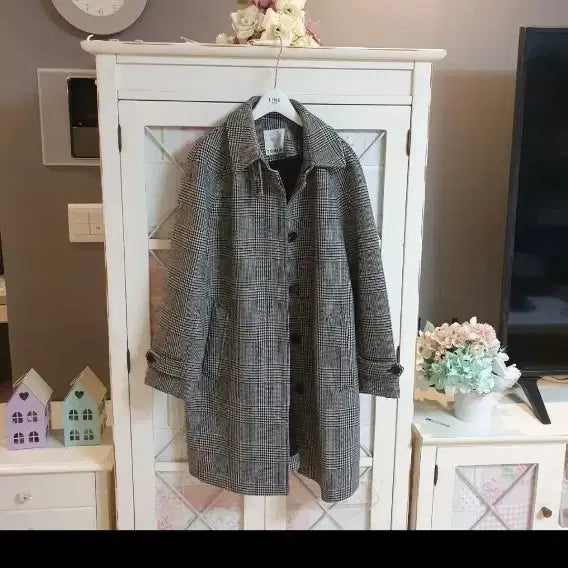 [BUNJANG] Tomboy Check Pattern Long Coat / 톰보이 채크 패턴 롱코트/55-정66