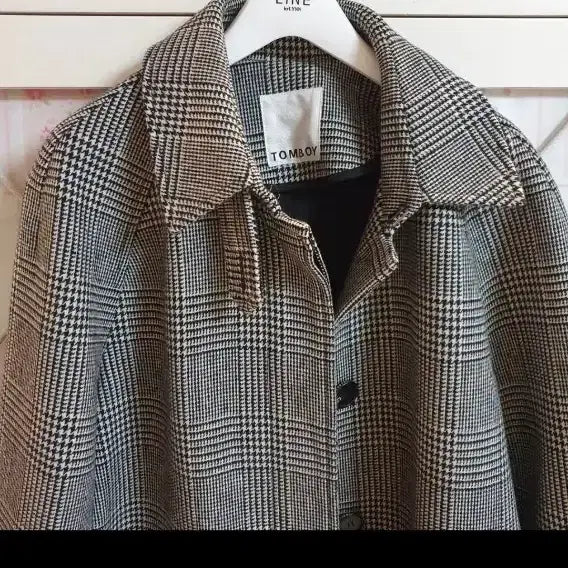 [BUNJANG] Tomboy Check Pattern Long Coat / 톰보이 채크 패턴 롱코트/55-정66