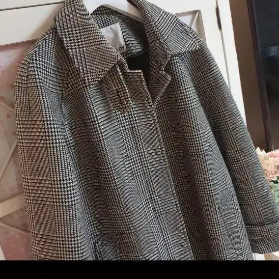 [BUNJANG] Tomboy Check Pattern Long Coat / 톰보이 채크 패턴 롱코트/55-정66