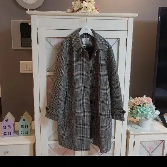 [BUNJANG] Tomboy Check Pattern Long Coat / 톰보이 채크 패턴 롱코트/55-정66