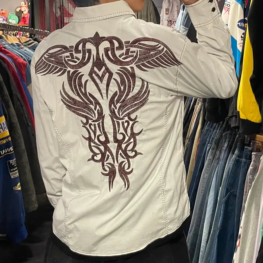 [BUNJANG] IM Western Embroidered White Shirt / [IM] vtg 웨스턴 자수 화이트 셔츠