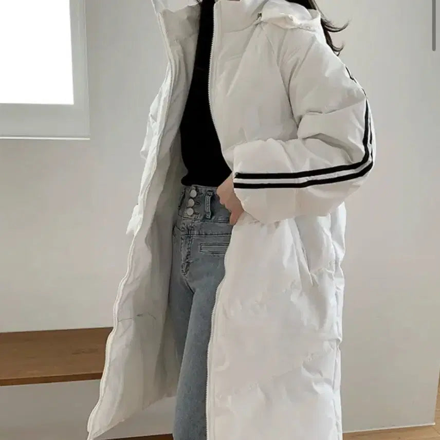 [BUNJANG] White Long Padded Jacket M / 흰색 롱패딩 M