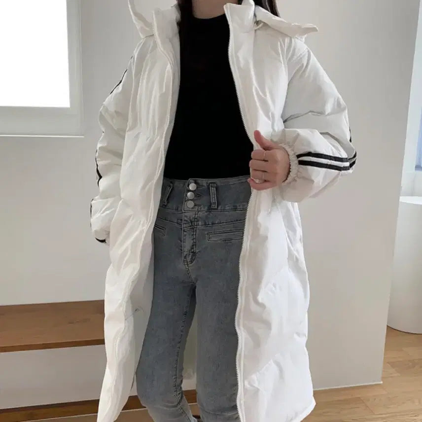 [BUNJANG] White Long Padded Jacket M / 흰색 롱패딩 M