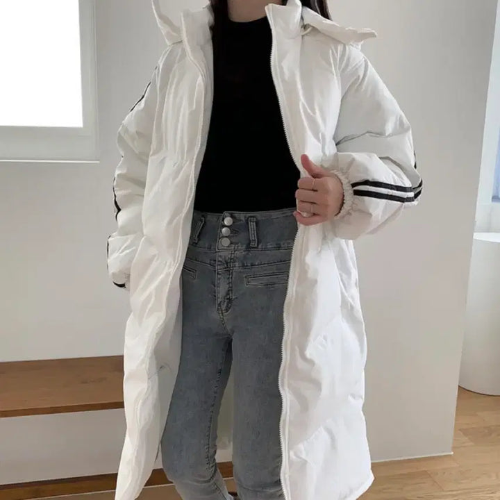 [BUNJANG] White Long Padded Jacket M / 흰색 롱패딩 M