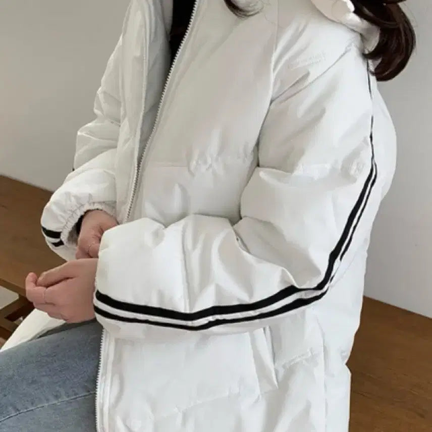 [BUNJANG] White Long Padded Jacket M / 흰색 롱패딩 M
