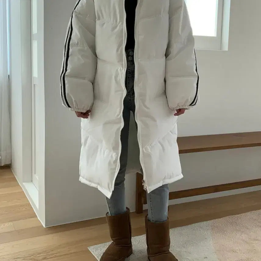 [BUNJANG] White Long Padded Jacket M / 흰색 롱패딩 M