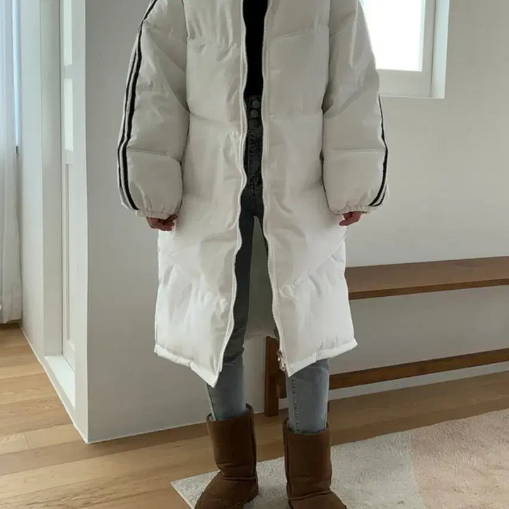 [BUNJANG] White Long Padded Jacket M / 흰색 롱패딩 M