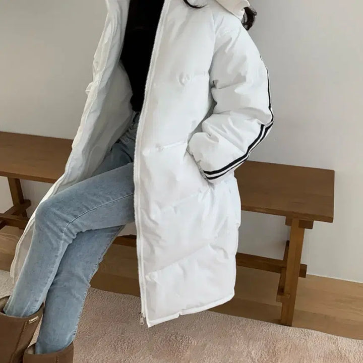 [BUNJANG] White Long Padded Jacket M / 흰색 롱패딩 M