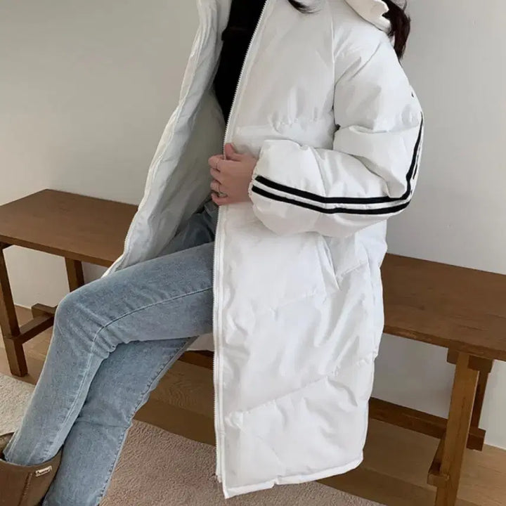 [BUNJANG] White Long Padded Jacket M / 흰색 롱패딩 M