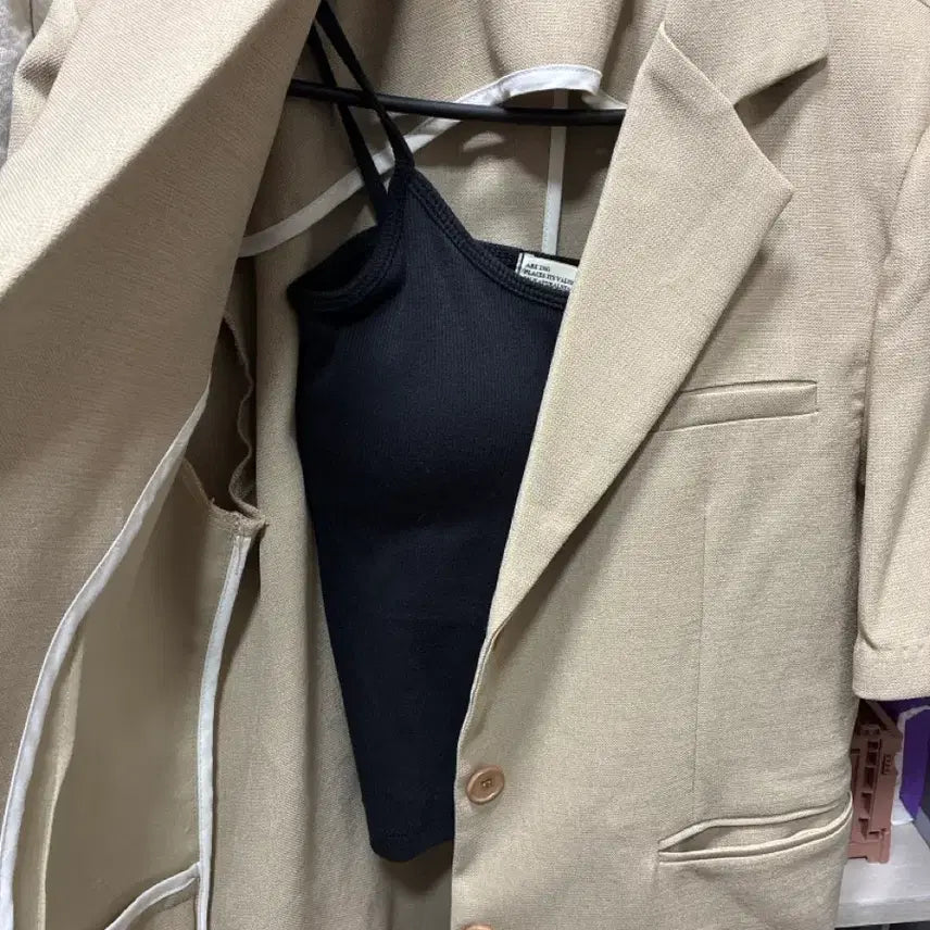 [BUNJANG] Moire Knit Jacket & Cami Top Bundle Set / moire 반팔자켓F ,아잉 캡나시