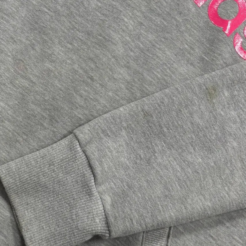 [BUNJANG] Adidas Big Logo Gray Long Hoodie / 아디다스 핑크 빅로고 그레이 롱 후드티