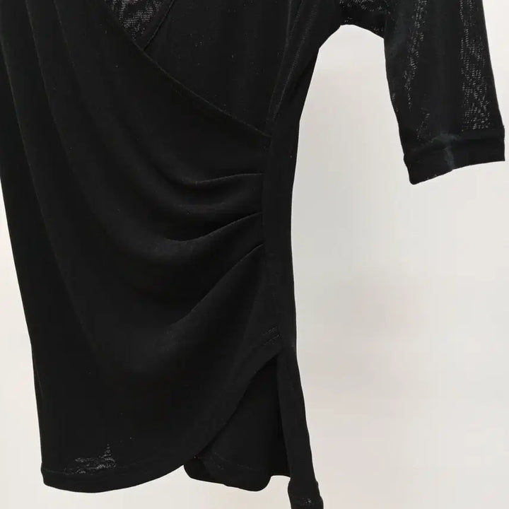 [BUNJANG] Wrap Style Sheer Short Sleeve Top / 랩스타일 시스루 반팔