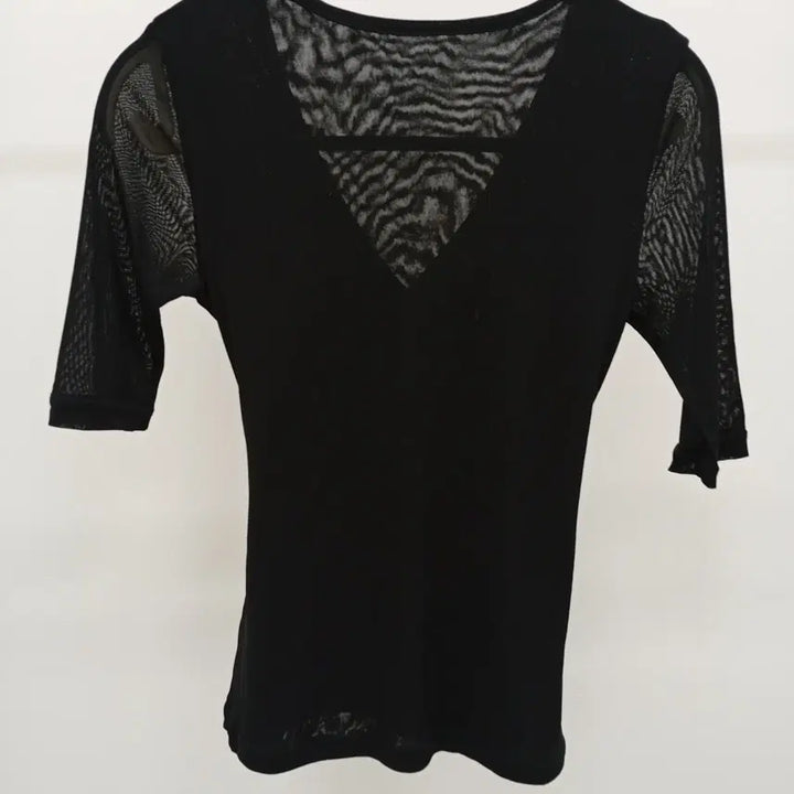 [BUNJANG] Wrap Style Sheer Short Sleeve Top / 랩스타일 시스루 반팔