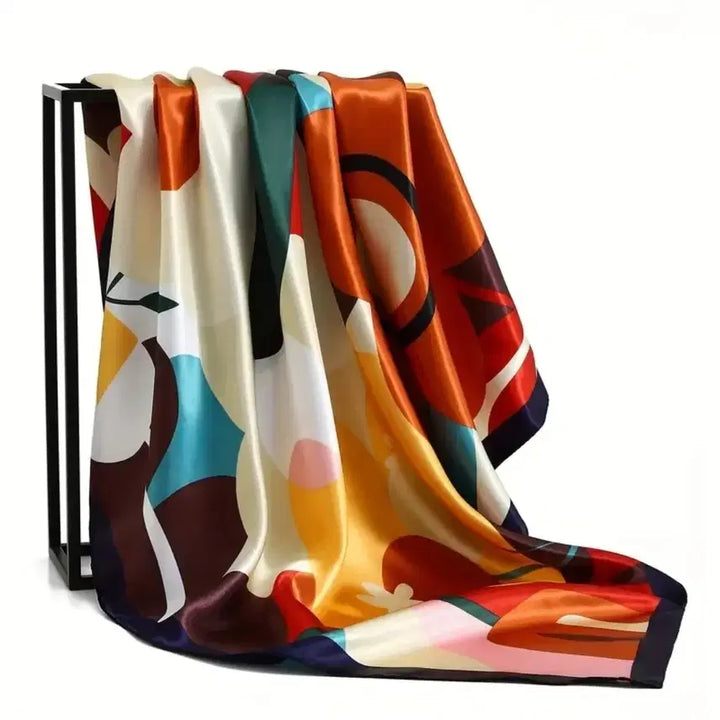 [BUNJANG] Color Block Silk Scarf 90 / 새상품 스카프 컬러블록 90