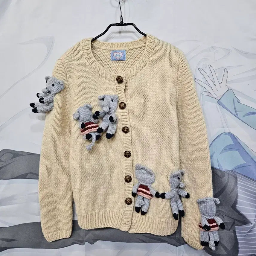 [BUNJANG] Pig Ivory Knit Cardigan / 피그  블랑켓  니트 가디건