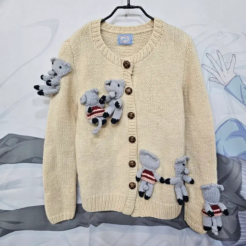 [BUNJANG] Pig Ivory Knit Cardigan / 피그  블랑켓  니트 가디건