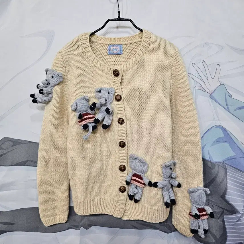 [BUNJANG] Pig Ivory Knit Cardigan / 피그  블랑켓  니트 가디건