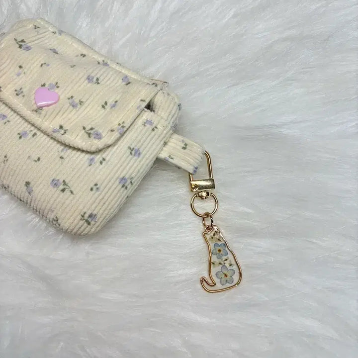 [BUNJANG] Blue Flower Cat Mini Keychain / 블루 꽃 고양이 미니 키링