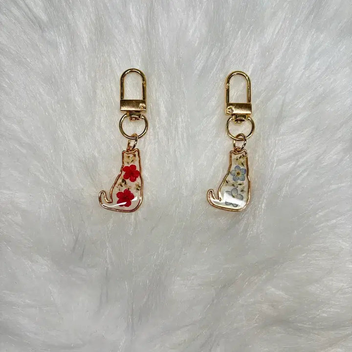 [BUNJANG] Red Flower Cat Mini Keyring / 레드 꽃 고양이 미니 키링