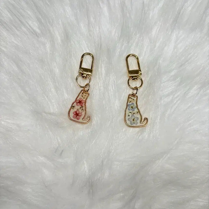 [BUNJANG] Red Flower Cat Mini Keyring / 레드 꽃 고양이 미니 키링