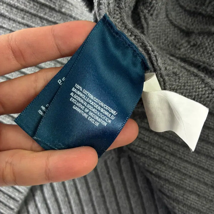 [BUNJANG] Polo Ralph Lauren Gray Cable Knit Sweater / Polo  폴로 랄프로렌 자수 코튼 그레이 꽈배기 니트