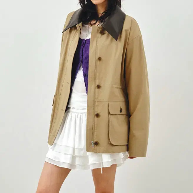[BUNJANG] Mongdol Cotton Work Half Jacket Beige / (새상품)몽돌 mongdol 코튼 워크 하프 자켓 베이지