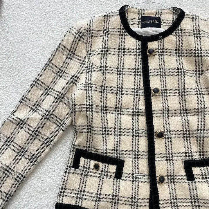 [BUNJANG] Cream Tweed Jacket / 크림 샤트위드