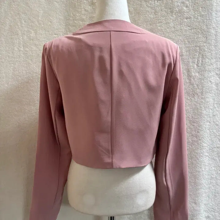 [BUNJANG] Pink Crop No-Collar Jacket / 핑크 노카라 크롭 자켓