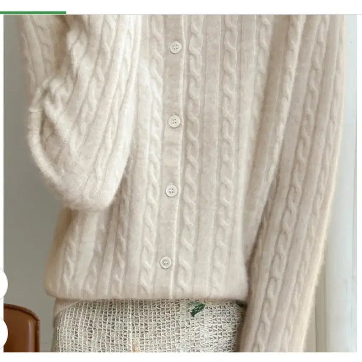 [BUNJANG] Wool Cashmere Blend Cable Knit Cardigan / @ 촉감좋은 울캐시미어 꽈배기 가디건 4컬러
