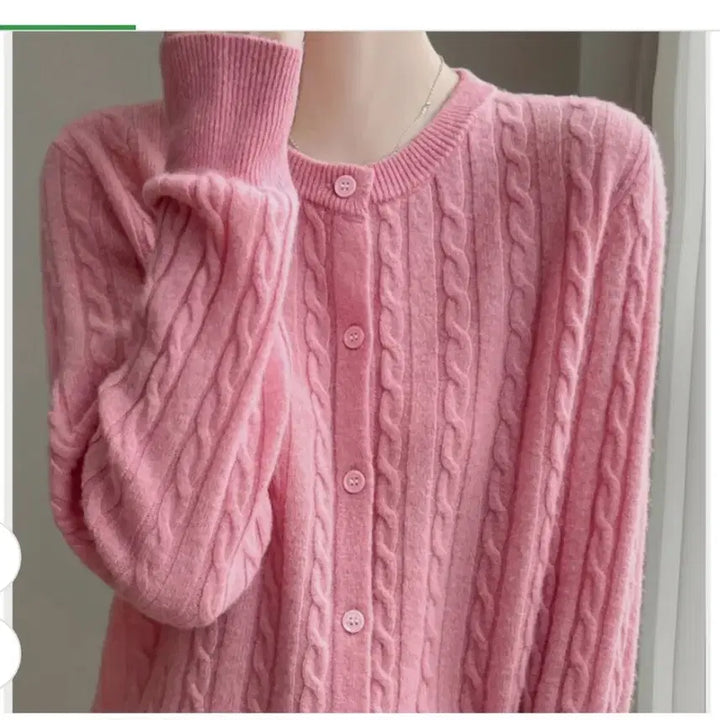 [BUNJANG] Wool Cashmere Blend Cable Knit Cardigan / @ 촉감좋은 울캐시미어 꽈배기 가디건 4컬러