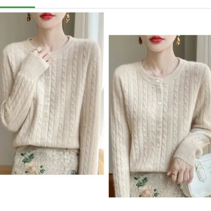 [BUNJANG] Wool Cashmere Blend Cable Knit Cardigan / @ 촉감좋은 울캐시미어 꽈배기 가디건 4컬러