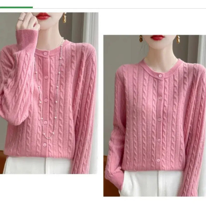 [BUNJANG] Wool Cashmere Blend Cable Knit Cardigan / @ 촉감좋은 울캐시미어 꽈배기 가디건 4컬러