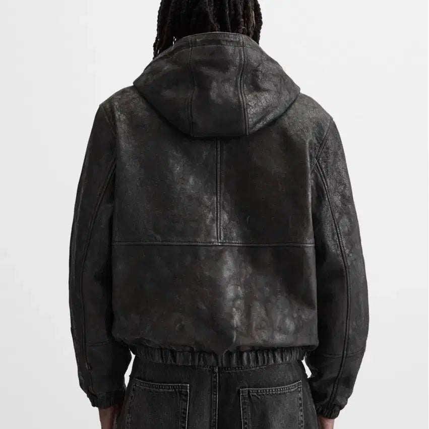 [BUNJANG] ZARA Leather Hooded Jacket / 자라가죽후드자켓 90