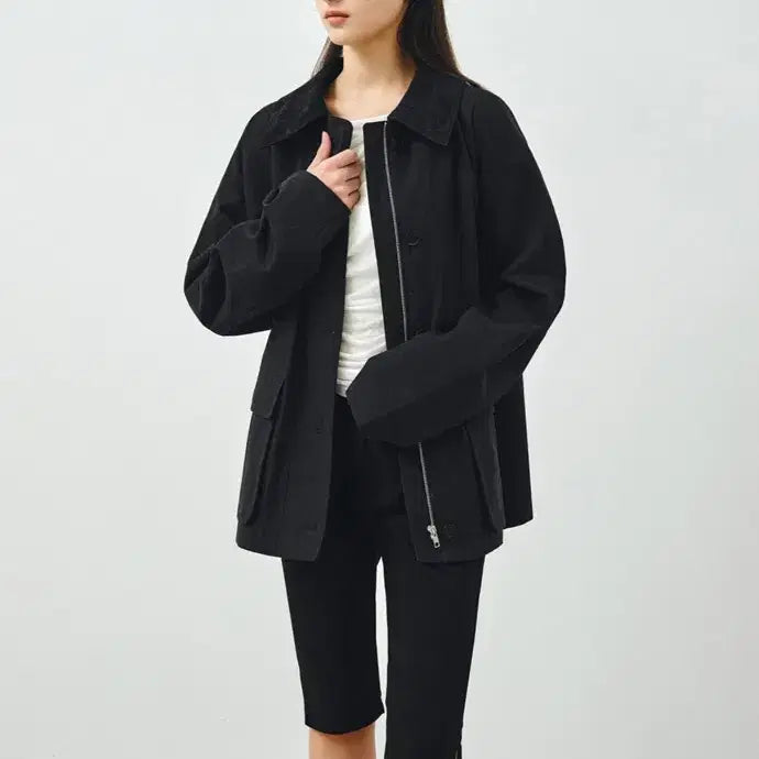 [BUNJANG] Mongdol Cotton Work Half Jacket - Black / (새상품) 몽돌 mongdol 코튼 워크 하프 자켓 블랙