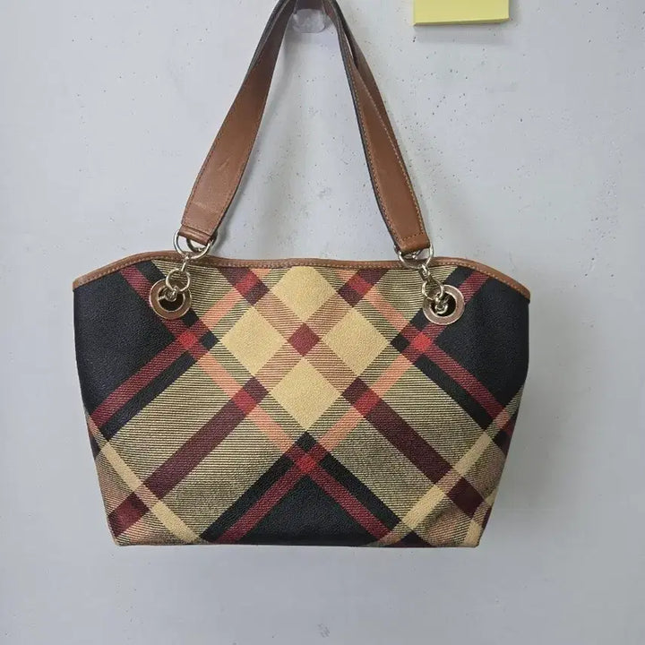 [BUNJANG] Daks Check Pattern Tote Shoulder Bag / 닥스 체크 패턴 토트백 숄더백