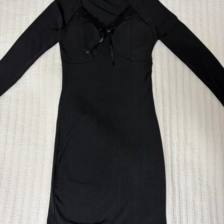 [BUNJANG] Ribbon Lace Mini Dress / 교신가능) 쫀쫀 리본 레이스 미니 원피스