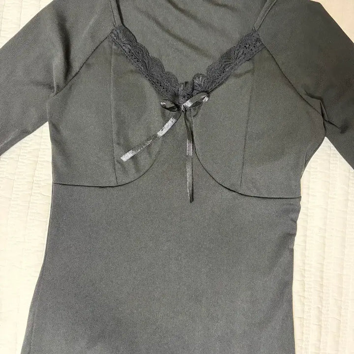 [BUNJANG] Ribbon Lace Mini Dress / 교신가능) 쫀쫀 리본 레이스 미니 원피스