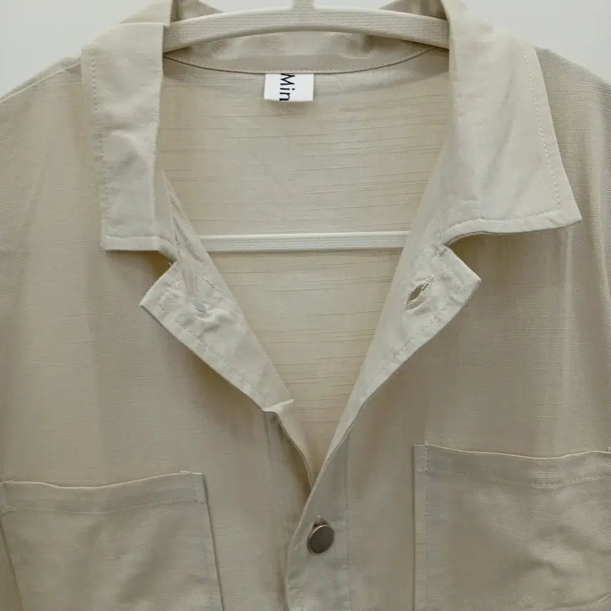 [BUNJANG] Beige Linen Half Jumpsuit / 베이지 린넨 하프 점프슈트