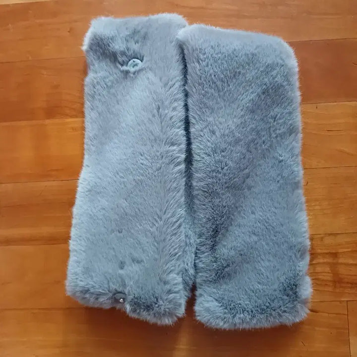 [BUNJANG] Unknown Brand Gray Fur Muffler / 털목도리 퍼 머플러 그레이 똑딱이단추