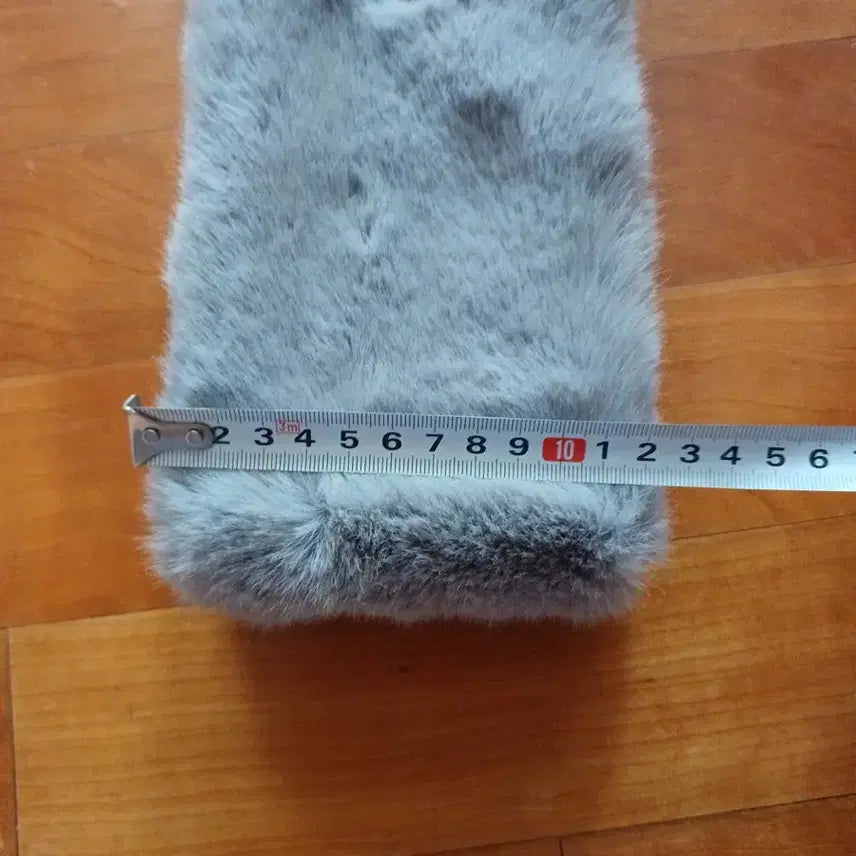 [BUNJANG] Unknown Brand Gray Fur Muffler / 털목도리 퍼 머플러 그레이 똑딱이단추