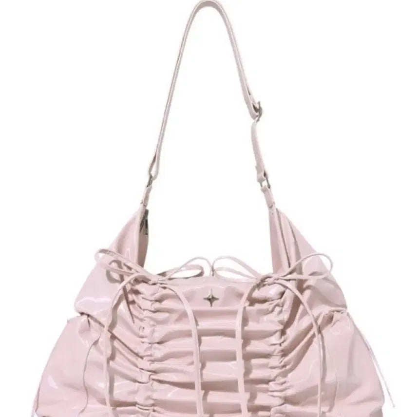[BUNJANG] For:fill String Ribbon Hobo Bag Glossy Pink / 포어필 스트링 리본 호보백 글로시 핑크