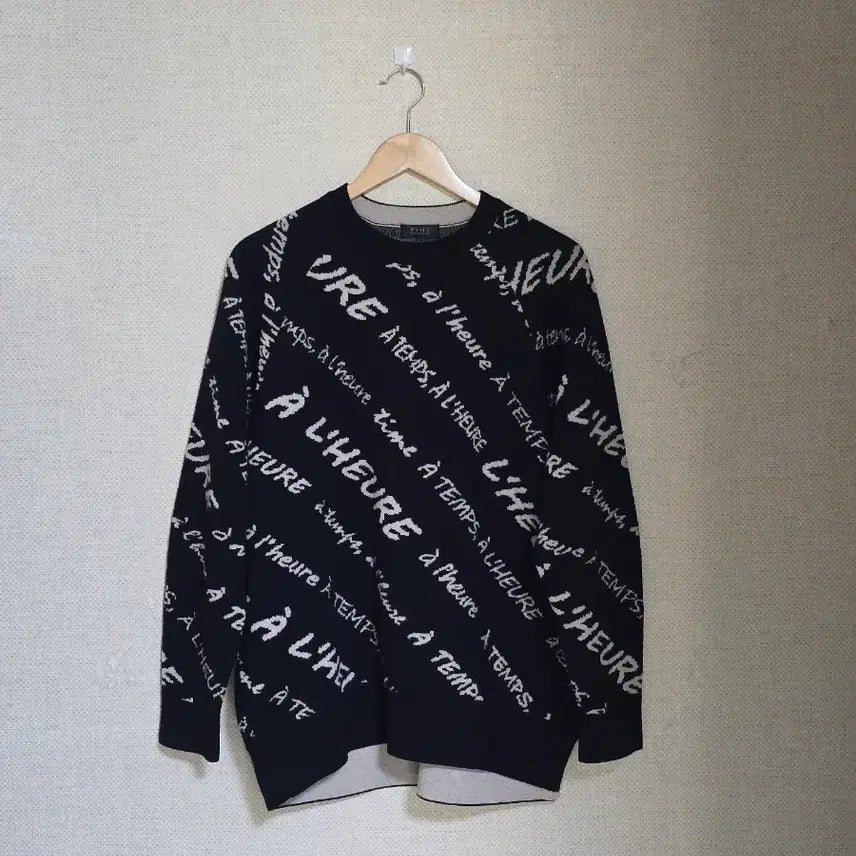 [BUNJANG] Time Lettering Knit Top / 한섬)타임 레터링 니트티F