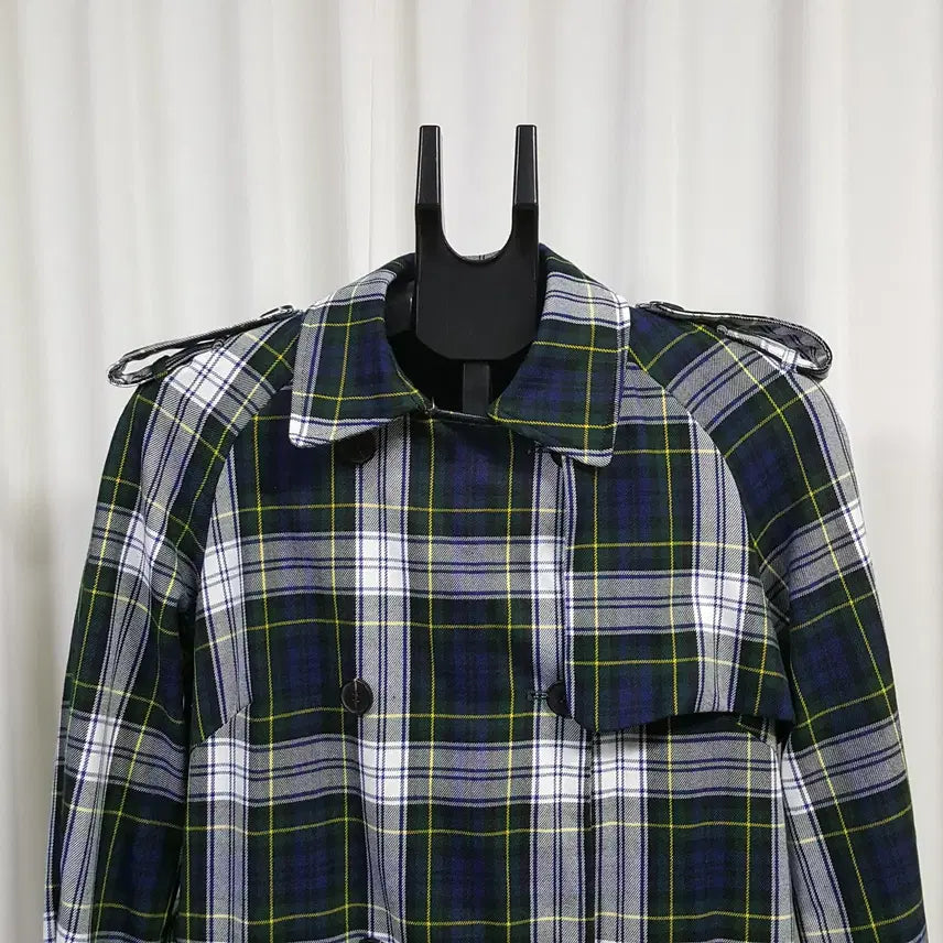 [BUNJANG] Women's Check Trench Coat / 여성 체크 트렌치코트 1회착용 허리끈포함 66 오일장