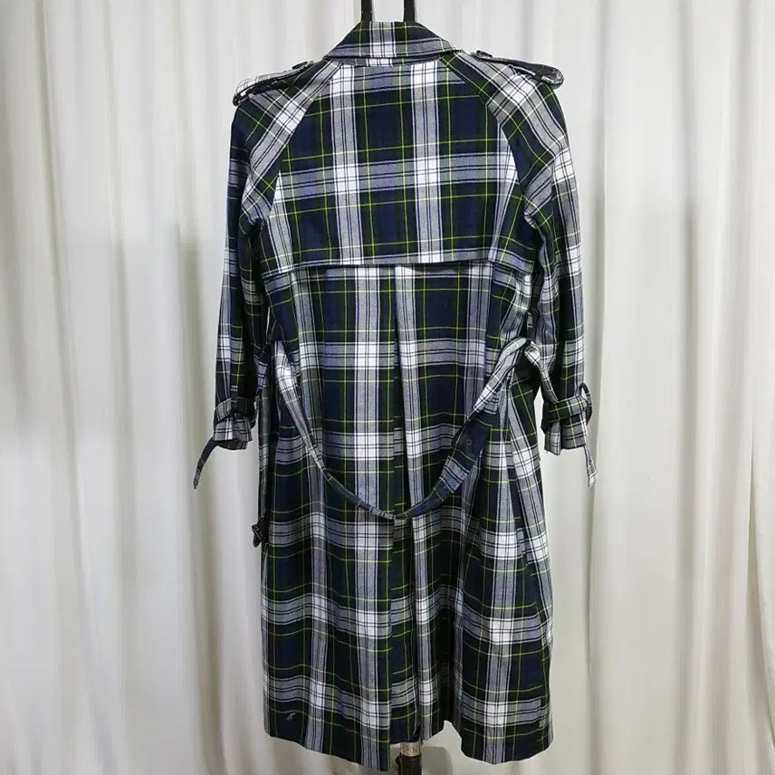 [BUNJANG] Women's Check Trench Coat / 여성 체크 트렌치코트 1회착용 허리끈포함 66 오일장
