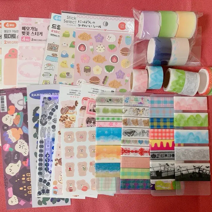 [BUNJANG] Various Stickers, Masking Tapes Set / [다꾸세트]씰스티커 통마테 마테소분 마테띵 마테컷 일본 스티커 다이소