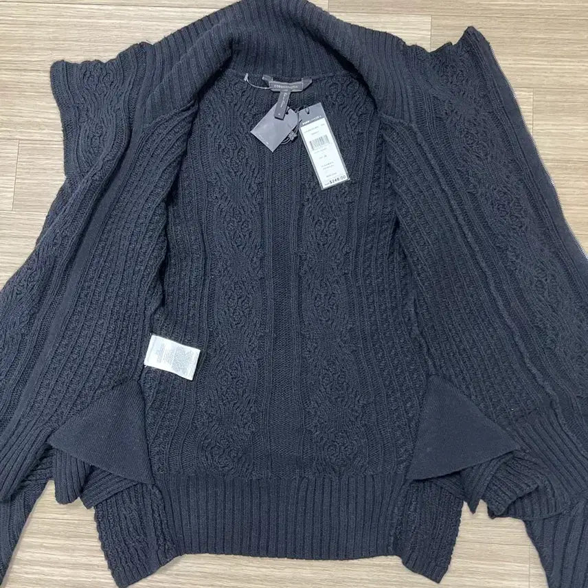 [BUNJANG] Cable Knit Black Zip-up Cardigan / 케이블 니트 블랙 집업 가디건