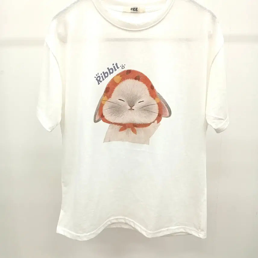 [BUNJANG] Rabbit Print Women's Short Sleeve T-shirt / 토끼 프린트 여성용 반팔티셔츠